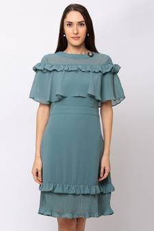 Sheczzar Green Color Regular fit Midi Dress