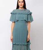 Sheczzar Green Color Regular fit Midi Dress