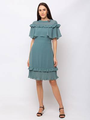 Sheczzar Green Color Regular fit Midi Dress 4