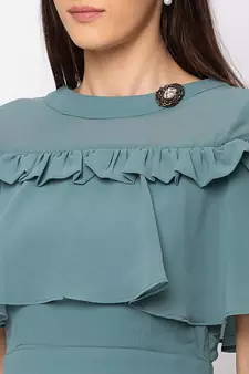 Sheczzar Green Color Regular fit Midi Dress