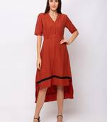 Sheczzar Orange Color Regular fit Midi Dress