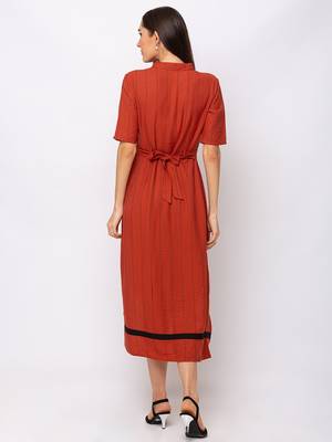 Sheczzar Orange Color Regular fit Midi Dress 3