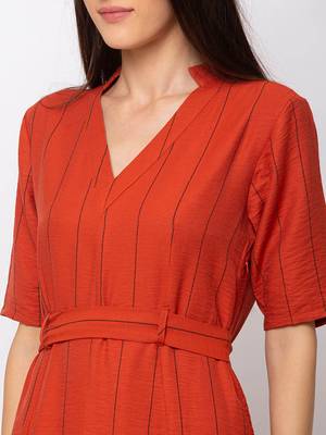 Sheczzar Orange Color Regular fit Midi Dress 5