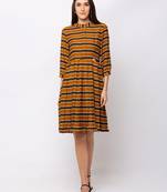 Sheczzar Mustard Color Regular fit Midi Dress