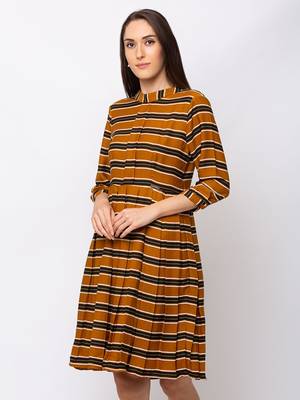 Sheczzar Mustard Color Regular fit Midi Dress 2