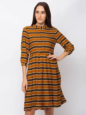 Sheczzar Mustard Color Regular fit Midi Dress 4
