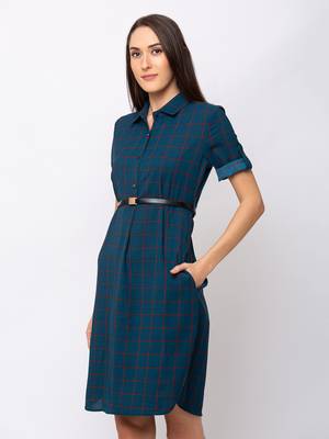 Sheczzar Teal Color Regular fit Midi Dress 2