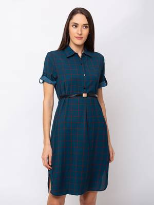 Sheczzar Teal Color Regular fit Midi Dress 5