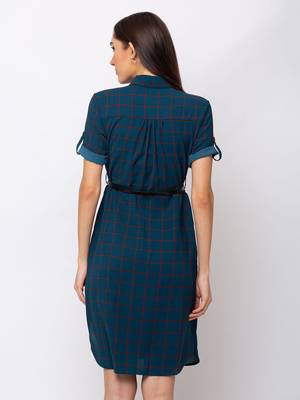 Sheczzar Teal Color Regular fit Midi Dress 3