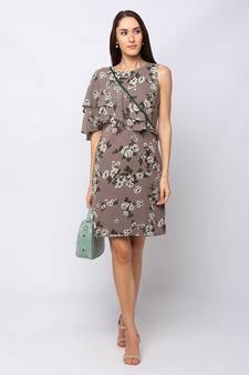 Sheczzar Grey Color Regular fit Midi Dress