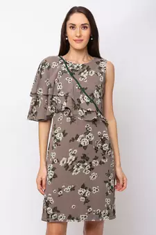 Sheczzar Grey Color Regular fit Midi Dress