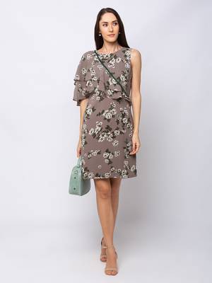 Sheczzar Grey Color Regular fit Midi Dress 1