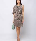 Sheczzar Grey Color Regular fit Midi Dress