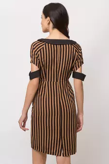 Sheczzar BROWN Color Regular fit Midi Dress