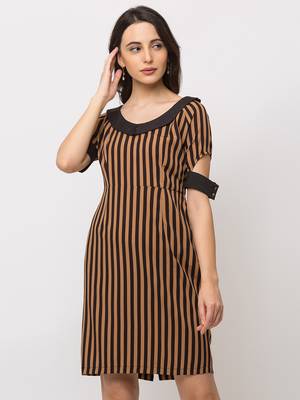 Sheczzar BROWN Color Regular fit Midi Dress 4