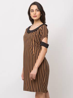 Sheczzar BROWN Color Regular fit Midi Dress 2