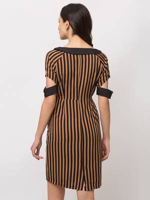Sheczzar BROWN Color Regular fit Midi Dress 3