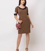 Sheczzar BROWN Color Regular fit Midi Dress
