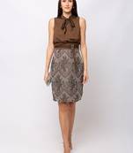Sheczzar BROWN Color Regular fit Midi Dress