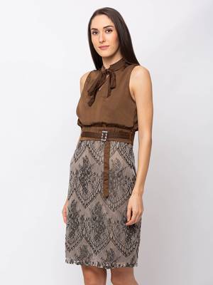 Sheczzar BROWN Color Regular fit Midi Dress 2