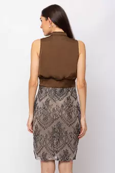 Sheczzar BROWN Color Regular fit Midi Dress
