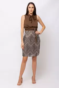 Sheczzar BROWN Color Regular fit Midi Dress
