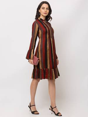 Sheczzar Rust Color Regular fit Midi Dress 5