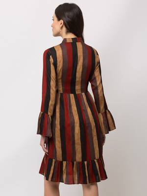 Sheczzar Rust Color Regular fit Midi Dress 3