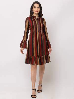 Sheczzar Rust Color Regular fit Midi Dress 1