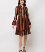 Sheczzar Rust Color Regular fit Midi Dress