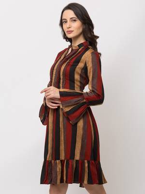 Sheczzar Rust Color Regular fit Midi Dress 2