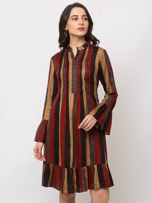 Sheczzar Rust Color Regular fit Midi Dress 4