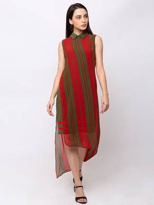 Sheczzar Orange Color Regular fit Midi Dress 1