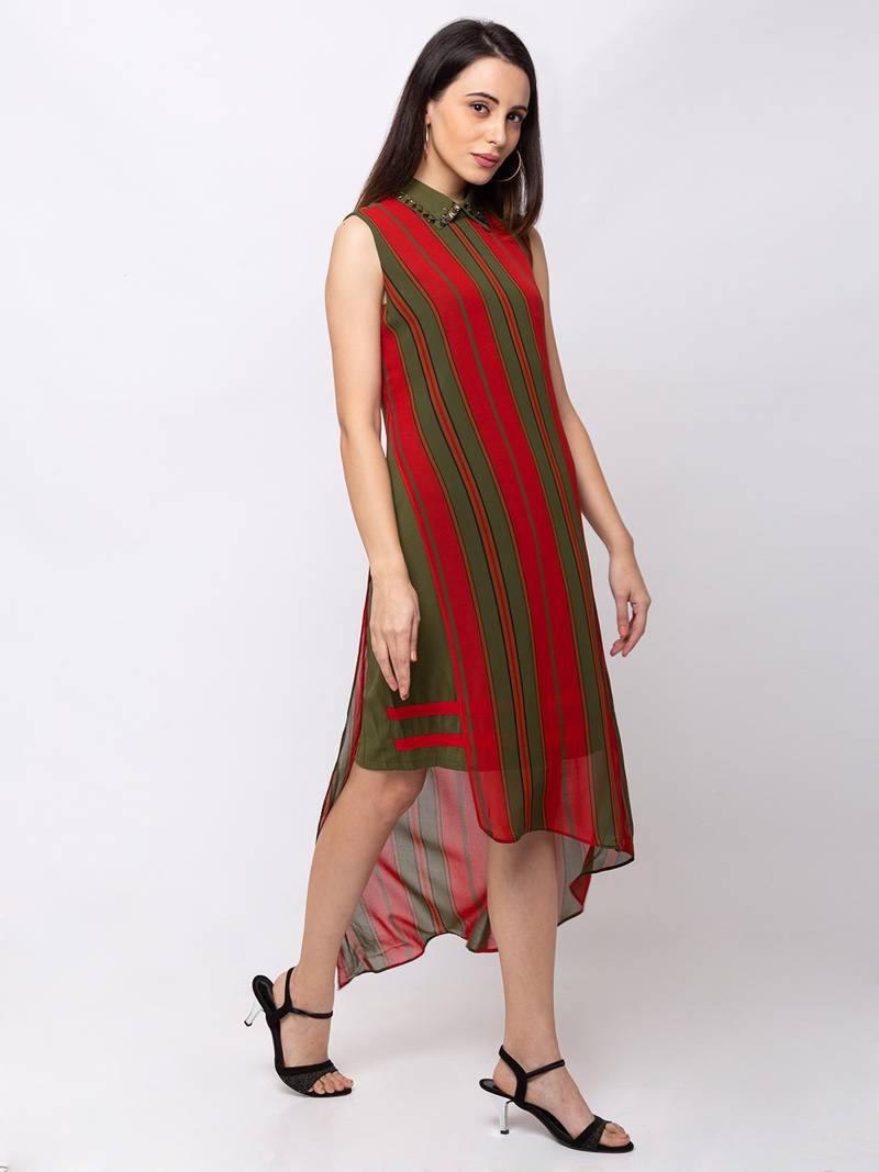 Sheczzar Orange Color Regular fit Midi Dress