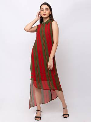 Sheczzar Orange Color Regular fit Midi Dress 4