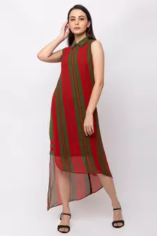 Sheczzar Orange Color Regular fit Midi Dress