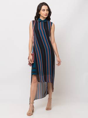 Sheczzar Navy Blue Color Regular fit Midi Dress 1