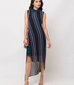 Sheczzar Navy Blue Color Regular fit Midi Dress