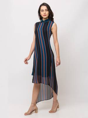 Sheczzar Navy Blue Color Regular fit Midi Dress 2