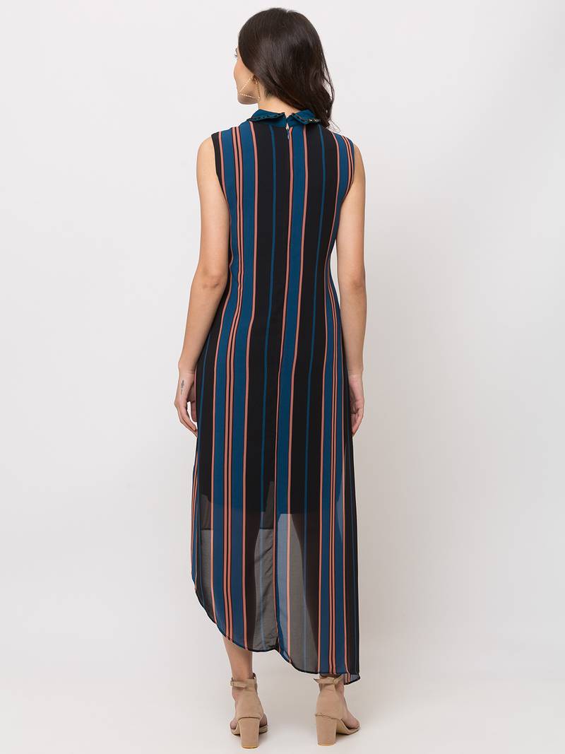 Sheczzar Navy Blue Color Regular fit Midi Dress