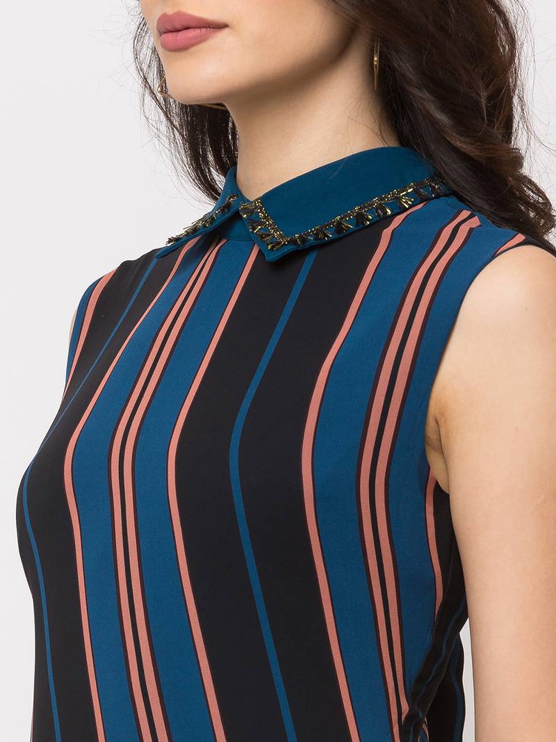 Sheczzar Navy Blue Color Regular fit Midi Dress