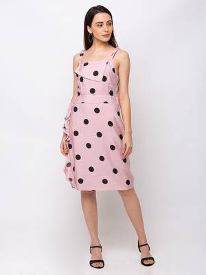 Sheczzar Pink Color Regular fit Midi Dress 4