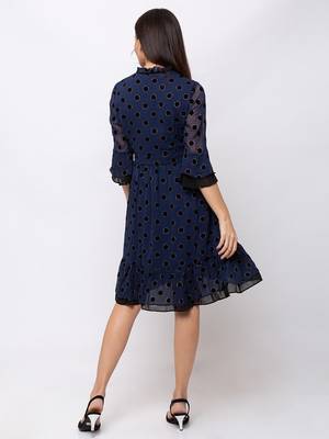 Sheczzar Navy Blue Color Regular fit Midi Dress 3