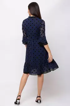 Sheczzar Navy Blue Color Regular fit Midi Dress