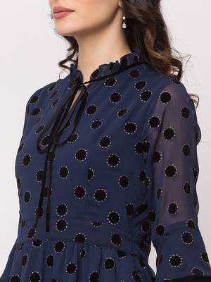 Sheczzar Navy Blue Color Regular fit Midi Dress 5