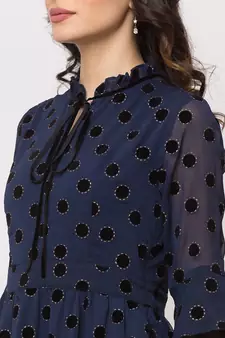Sheczzar Navy Blue Color Regular fit Midi Dress