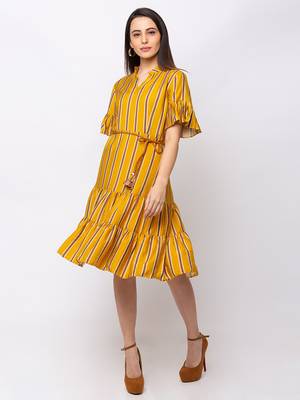 Sheczzar Yellow Color Regular fit Midi Dress 1