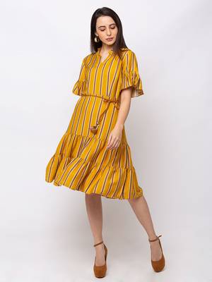 Sheczzar Yellow Color Regular fit Midi Dress 2