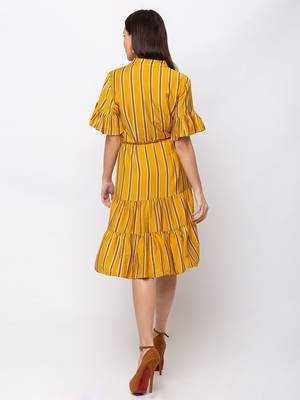 Sheczzar Yellow Color Regular fit Midi Dress 3