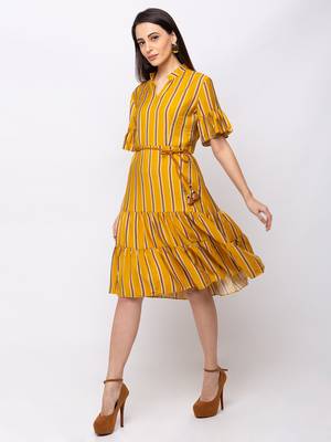 Sheczzar Yellow Color Regular fit Midi Dress 4